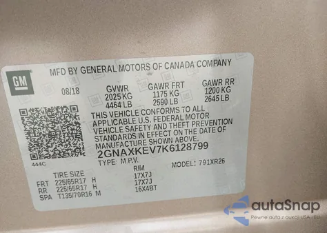 2019 Chevrolet Equinox Lt from USA, damaged, VIN 2GNAXKEV7K6128799